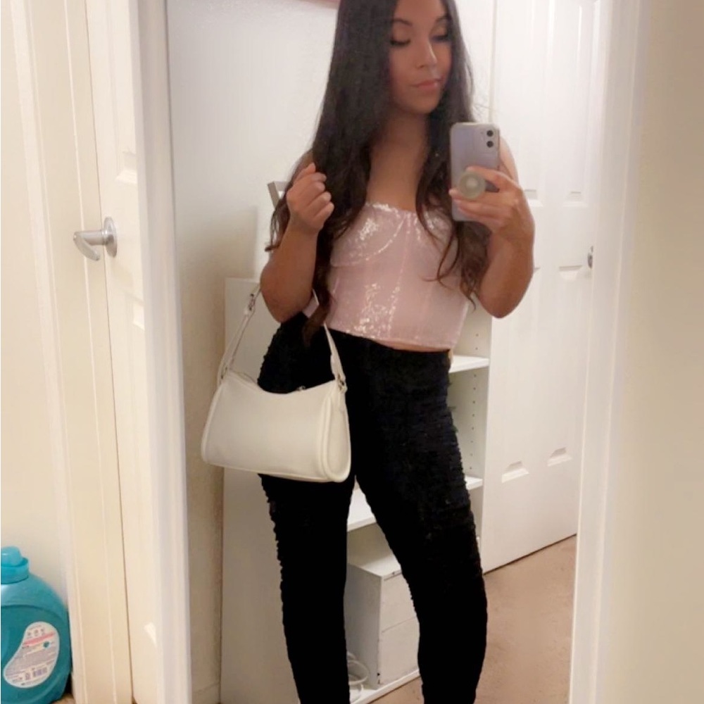 Pink sparkle crop tube top